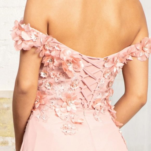 NEW CHIFFON OFF SHOULDER SLEEVELESS LONG A-LINE DRESS WITH ZIPPER BACK GL3018 - Picture 10 of 13